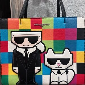 Karl Lagerfeld Colorful Checkered Tote